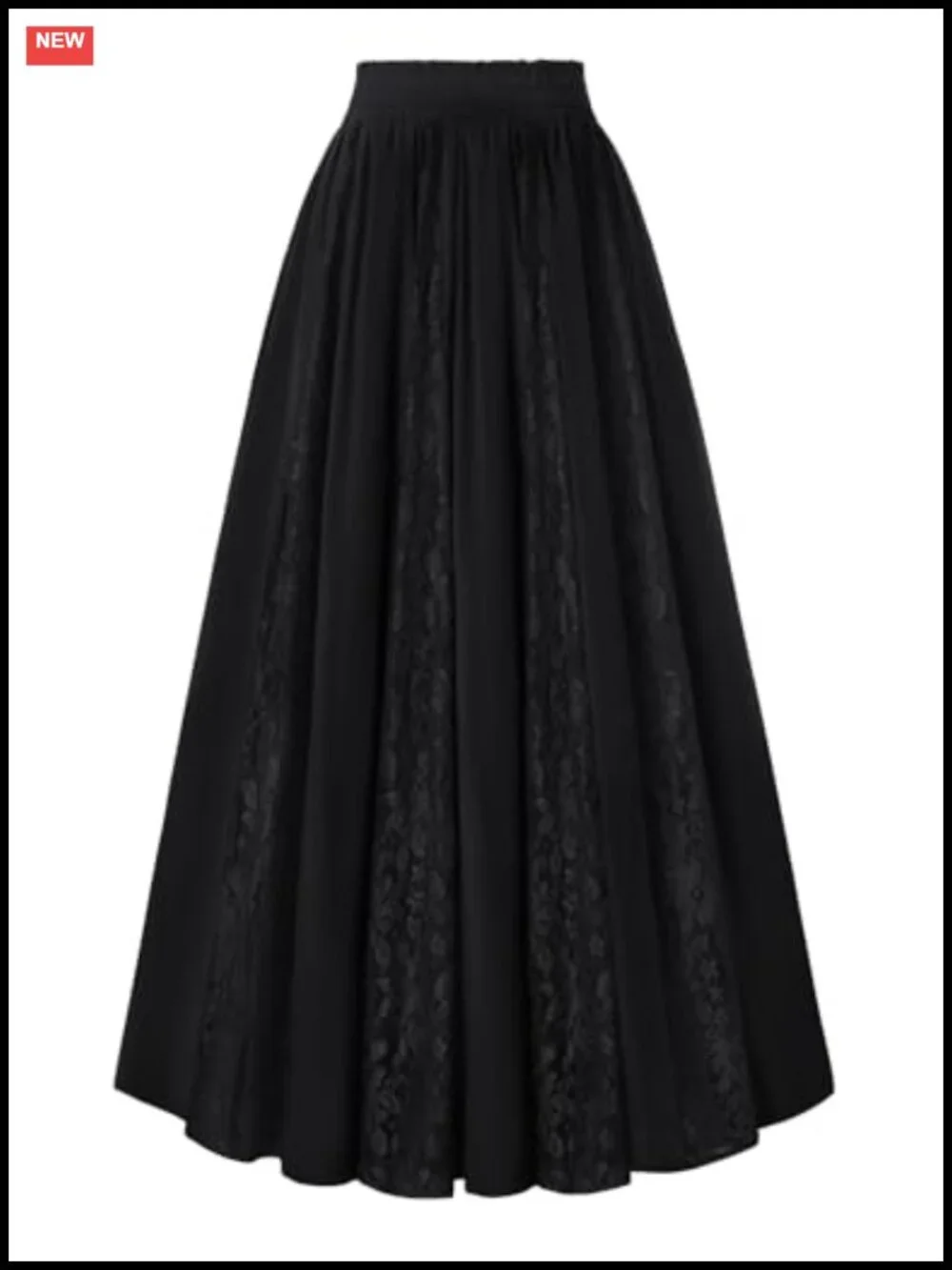 Women's Lace Maxi Skirt Flowy A-Line High Waist with Pockets Renaissance